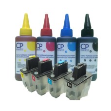 Brother Compatible LC900 Refillable Cartridges with 400ml of Universal Ink.