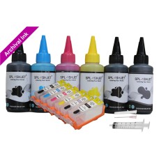 Refillable Cartridge Kit for Canon PGI-520-CLI-521, 6 x Cartridge Set with SplashJet Ink.
