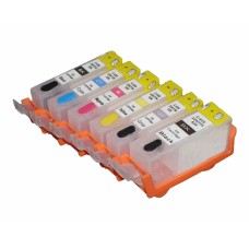 Refillable Cartridges for Canon PGI-525 & CLI-526 Cartridges - 6 Cartridge Set.