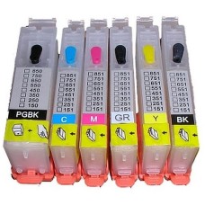 Refillable Cartridges for Canon PGI-550 & CLI-551 Cartridges - 6 Cartridge Set.