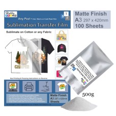 Sublimation to Film Kit for Printing onto Cotton T-Shirts - 100 x A3 Sheet Pack