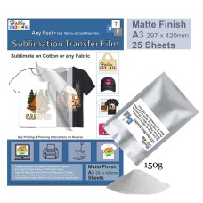 Sublimation to Film Kit for Printing onto Cotton T-Shirts - 25 x A3 Sheet Pack