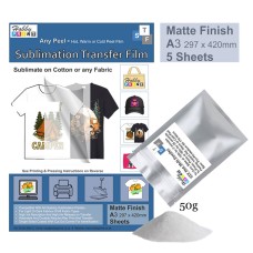 Sublimation to Film Kit for Printing onto Cotton T-Shirts - 5 x A3 Sheet Pack
