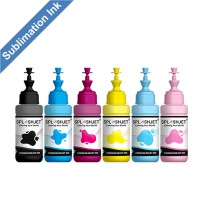 6 Bottle set of CMYKlclm Dye Sublimation Ink for Epson EcoTank Printers using 673 Series Inks.