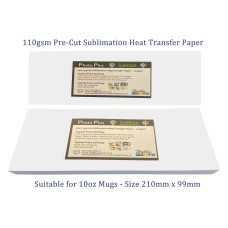 110gsm 210 x 99mm Dye Sublimation Pre-Cut 10oz Mug Transfer Paper - 100 Sheets. 110gsm 210 x 99mm Dye Sublimation Pre-Cut 10oz Mug Transfer Paper - 100 Sheets.